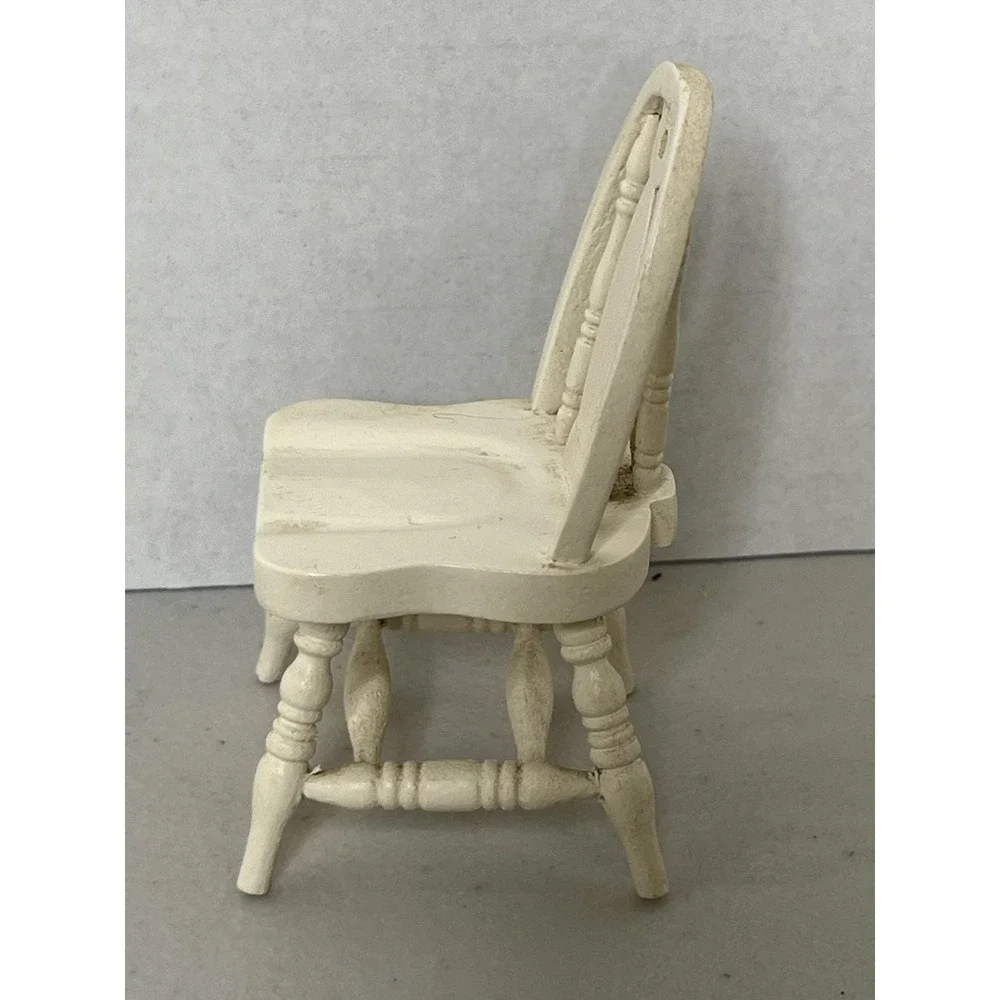 Dollhouse Windsor‎ Spindle Back Kitchen Chair White 1:12 Scale Wood Furniture